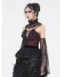 Eva Lady Black Gothic Beading Cross Lace Pleated Collar