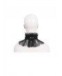 Eva Lady Black Gothic Beading Cross Lace Pleated Collar