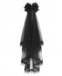 Eva Lady Black Gothic Flower Lace Trimmed Mesh Veil Headdress