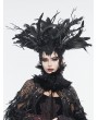 Eva Lady Black Gothic Gorgeous Rose Twig Feather Hairpin