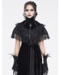 Eva Lady Black Gothic Vintage Feather Stand Collar Cape for Women