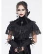 Eva Lady Black Gothic Vintage Feather Stand Collar Cape for Women