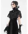 Eva Lady Black Gothic Vintage Feather Stand Collar Cape for Women