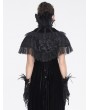 Eva Lady Black Gothic Vintage Feather Stand Collar Cape for Women