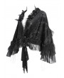 Eva Lady Black Gothic Elegant Flower Feather Lace Cape for Women