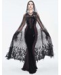 Eva Lady Black Gothic Sequin Feather Mesh Hooded Long Cloak for Women