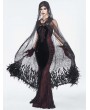 Eva Lady Black Gothic Sequin Feather Mesh Hooded Long Cloak for Women