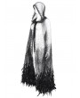 Eva Lady Black Gothic Sequin Feather Mesh Hooded Long Cloak for Women