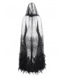 Eva Lady Black Gothic Sequin Feather Mesh Hooded Long Cloak for Women