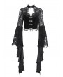 Eva Lady Black Vintage Gothic Hollow Out Lace Trumpet Sleeve Short Jacket for Women