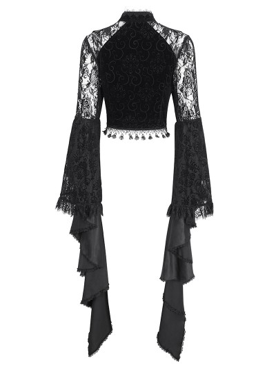 Eva Lady Black Vintage Gothic Hollow Out Lace Trumpet Sleeve Short Jacket for Women - DarkinCloset.com Eva Lady Black Vintage Gothic Hollow Out Lace Trumpet Sleeve Short Jacket for Women - DarkinCloset.com