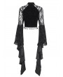 Eva Lady Black Vintage Gothic Hollow Out Lace Trumpet Sleeve Short Jacket for Women