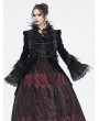 Eva Lady Black Gothic Retro Lace Appliqued Open Front Short Velvet Jacket for Women