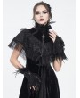 Eva Lady Black Gothic Beaded Feather Lace Wrist Gloves for Women