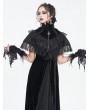 Eva Lady Black Gothic Beaded Feather Lace Wrist Gloves for Women