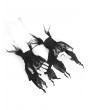 Eva Lady Black Gothic Beaded Feather Lace Wrist Gloves for Women