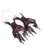 Eva Lady Wine Red Gothic Beaded Feather Lace Wrist Gloves for Women