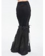 Eva Lady Black Gothic Vintage Velvet Lace Spliced Fishtail Maxi Skirt