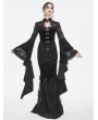 Eva Lady Black Gothic Vintage Velvet Lace Spliced Fishtail Maxi Skirt