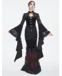 Eva Lady Black and Red Gothic Vintage Velvet Lace Spliced Fishtail Maxi Skirt