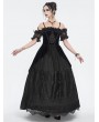 Eva Lady Black Gothic Victorian Off-the-Shoulder Velvet Lace Long Party Dress