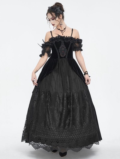 open lace back dress Mondressy Girl's Ball Gown 3/4 Length Sleeves Floor Length Lace Victorian Princess Costume Cosplay Masquerade Rococo Party Dress with Bowknot 120 UK main image 0