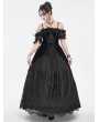 Eva Lady Black Gothic Victorian Off-the-Shoulder Velvet Lace Long Party Dress