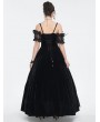 Eva Lady Black Gothic Victorian Off-the-Shoulder Velvet Lace Long Party Dress