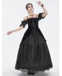 Eva Lady Black Gothic Victorian Off-the-Shoulder Velvet Lace Long Party Dress