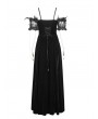 Eva Lady Black Gothic Victorian Off-the-Shoulder Velvet Lace Long Party Dress