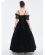Eva Lady Black and Red Gothic Victorian Off-the-Shoulder Velvet Lace Long Party Dress