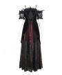 Eva Lady Black and Red Gothic Victorian Off-the-Shoulder Velvet Lace Long Party Dress