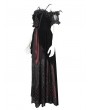 Eva Lady Black and Red Gothic Victorian Off-the-Shoulder Velvet Lace Long Party Dress