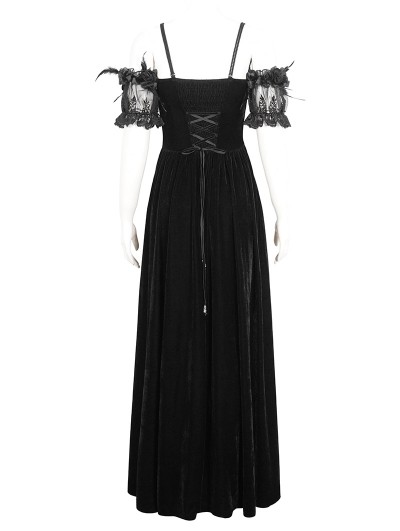 Eva Lady Black and Red Gothic Victorian Off-the-Shoulder Velvet Lace Long  Party Dress - DarkinCloset.com