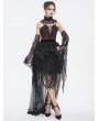 Eva Lady Black Gothic Flower Layered Mesh Spliced High-Low Skirt