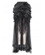 Eva Lady Black Gothic Flower Layered Mesh Spliced High-Low Skirt
