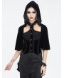 Eva Lady Black Gothic Vintage Fake 2-Pieces Velvet Lace Hooded Top for Women