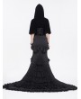 Eva Lady Black Gothic Vintage Fake 2-Pieces Velvet Lace Hooded Top for Women