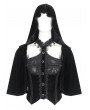 Eva Lady Black Gothic Vintage Fake 2-Pieces Velvet Lace Hooded Top for Women