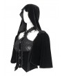 Eva Lady Black Gothic Vintage Fake 2-Pieces Velvet Lace Hooded Top for Women