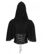 Eva Lady Black Gothic Vintage Fake 2-Pieces Velvet Lace Hooded Top for Women