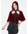 Eva Lady Wine Red Gothic Vintage Fake 2-Pieces Velvet Lace Hooded Top for Women