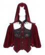 Eva Lady Wine Red Gothic Vintage Fake 2-Pieces Velvet Lace Hooded Top for Women