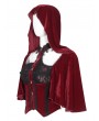 Eva Lady Wine Red Gothic Vintage Fake 2-Pieces Velvet Lace Hooded Top for Women