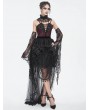 Eva Lady Black and Red Sexy Gothic Detachable Lace Trumpet Sleeves Strappy Top for Women