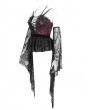 Eva Lady Black and Red Sexy Gothic Detachable Lace Trumpet Sleeves Strappy Top for Women