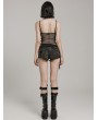 Punk Rave Black Gothic Punk Asymmetric Rivets Denim Hot Shorts for Women