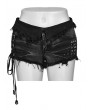 Punk Rave Black Gothic Punk Asymmetric Rivets Denim Hot Shorts for Women