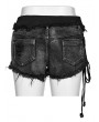 Punk Rave Black Gothic Punk Asymmetric Rivets Denim Hot Shorts for Women