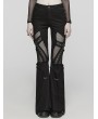 Punk Rave Black Gothic Punk Hollow Mesh Cross Frayed Pants for Women